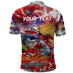 Personalised Australia Rugby Dragons ANZAC Polo Shirt St George Illawarra Scratch Style