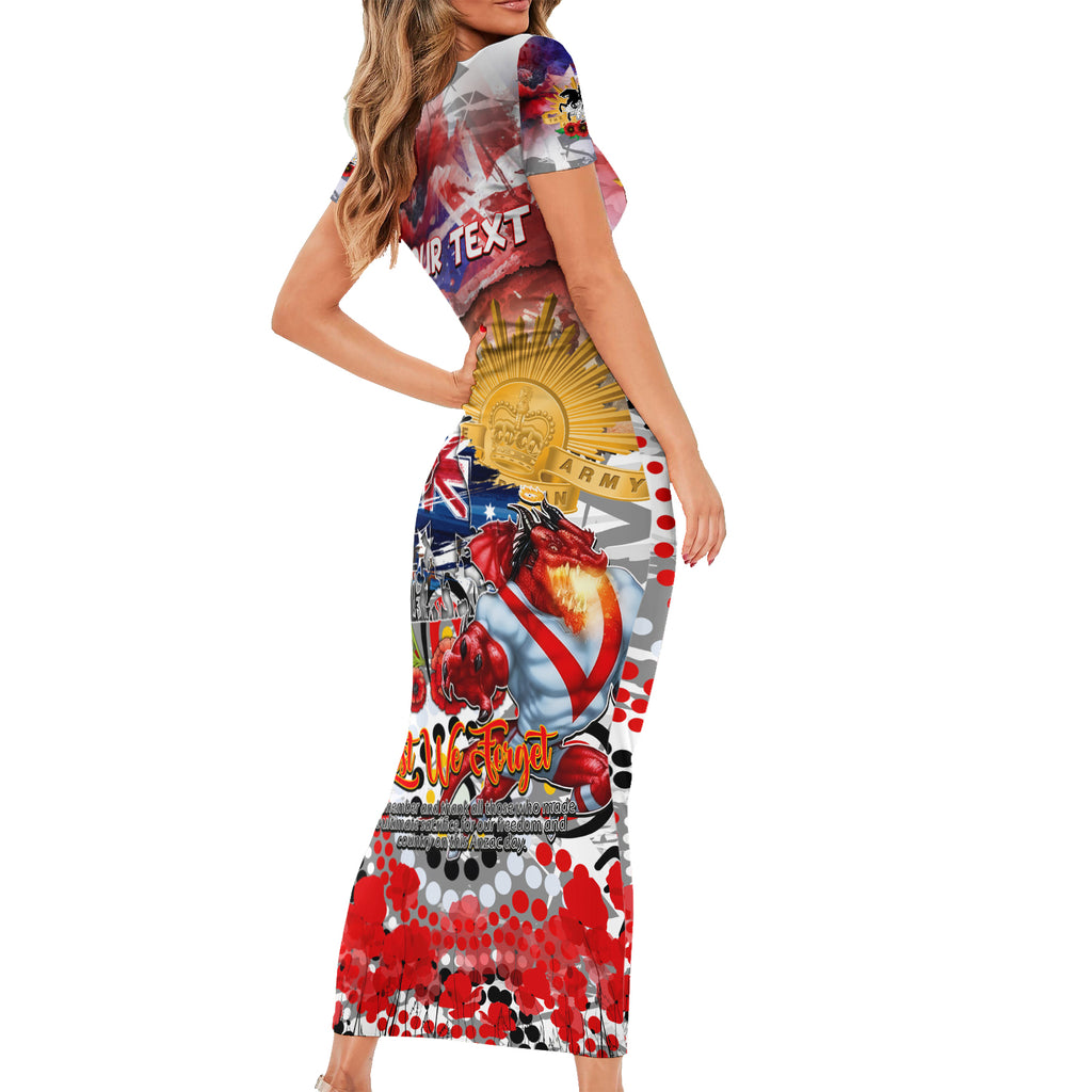 Personalised Australia Rugby Dragons ANZAC Short Sleeve Bodycon Dress St George Illawarra Scratch Style