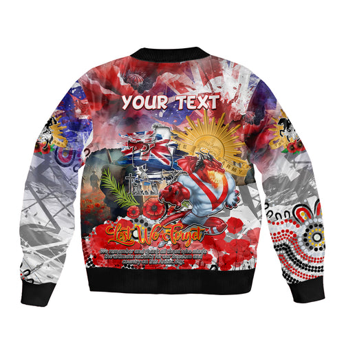Personalised Australia Rugby Dragons ANZAC Sleeve Zip Bomber Jacket St George Illawarra Scratch Style