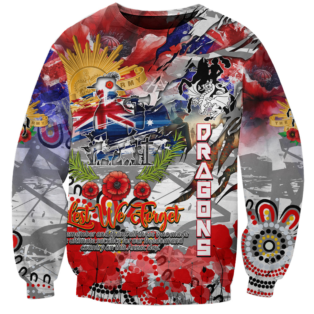 Personalised Australia Rugby Dragons ANZAC Sweatshirt St George Illawarra Scratch Style