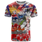 Personalised Australia Rugby Dragons ANZAC T Shirt St George Illawarra Scratch Style