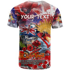 Personalised Australia Rugby Dragons ANZAC T Shirt St George Illawarra Scratch Style