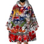 Personalised Australia Rugby Dragons ANZAC Wearable Blanket Hoodie St George Illawarra Scratch Style