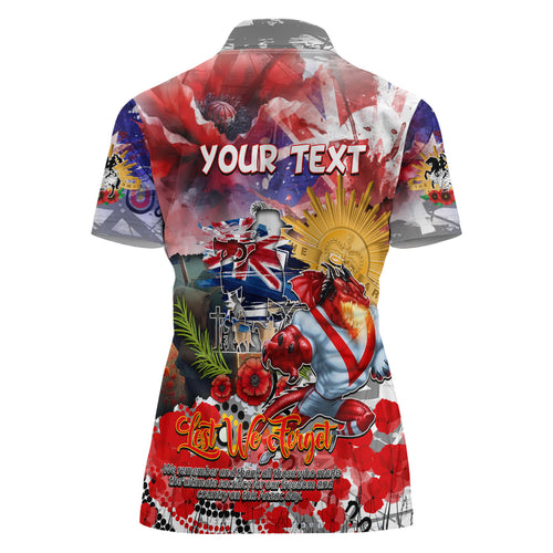 Personalised Australia Rugby Dragons ANZAC Women Polo Shirt St George Illawarra Scratch Style