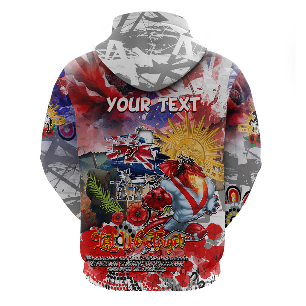 Personalised Australia Rugby Dragons ANZAC Zip Hoodie St George Illawarra Scratch Style