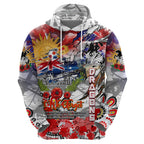 Personalised Australia Rugby Dragons ANZAC Zip Hoodie St George Illawarra Scratch Style