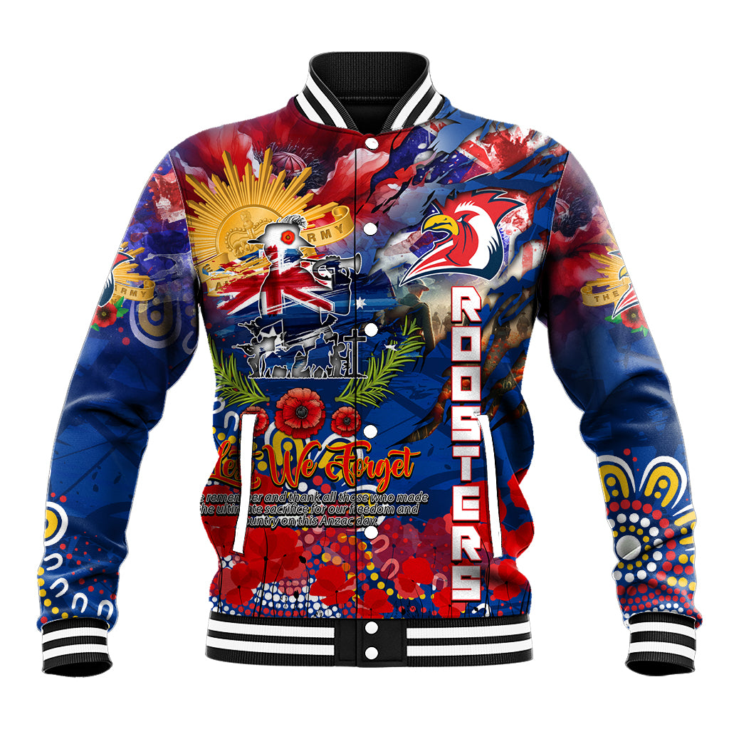 Personalised Australia Rugby Roosters ANZAC Baseball Jacket Sydney Scratch Style