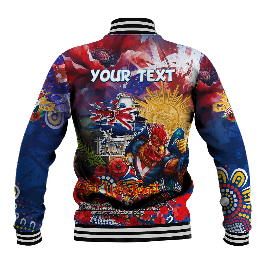 Personalised Australia Rugby Roosters ANZAC Baseball Jacket Sydney Scratch Style