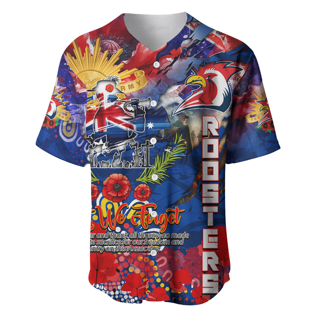 Personalised Australia Rugby Roosters ANZAC Baseball Jersey Sydney Scratch Style