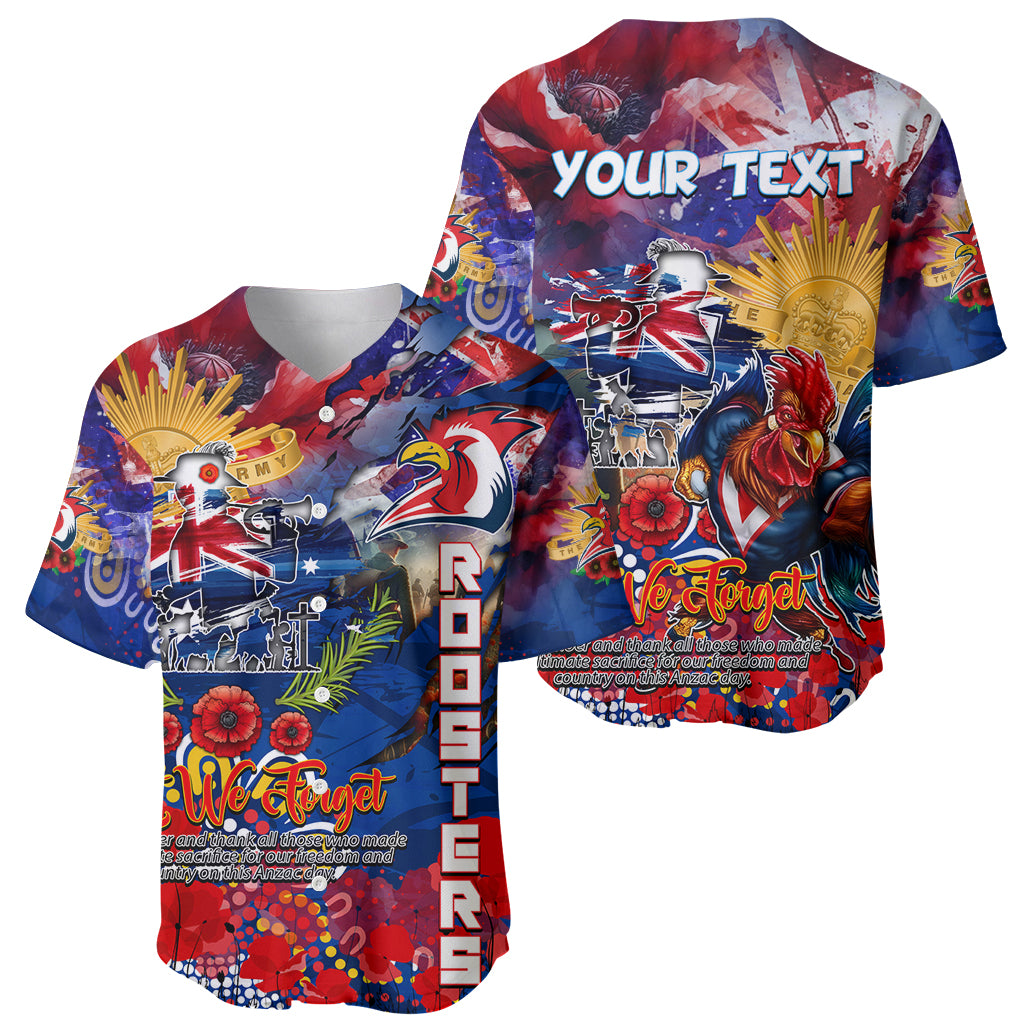 Personalised Australia Rugby Roosters ANZAC Baseball Jersey Sydney Scratch Style