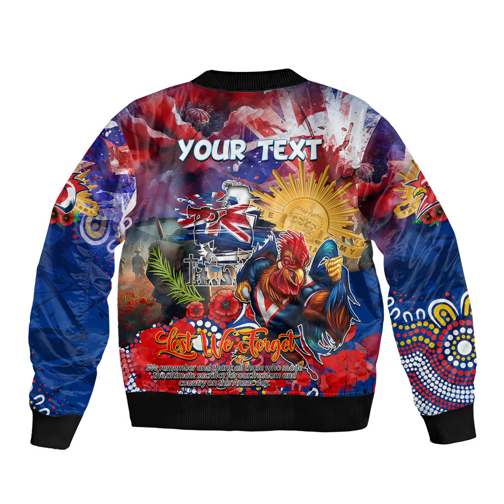Personalised Australia Rugby Roosters ANZAC Bomber Jacket Sydney Scratch Style