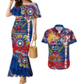 Personalised Australia Rugby Roosters ANZAC Couples Matching Mermaid Dress and Hawaiian Shirt Sydney Scratch Style