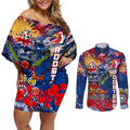 Personalised Australia Rugby Roosters ANZAC Couples Matching Off Shoulder Short Dress and Long Sleeve Button Shirt Sydney Scratch Style