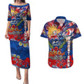 Personalised Australia Rugby Roosters ANZAC Couples Matching Puletasi and Hawaiian Shirt Sydney Scratch Style