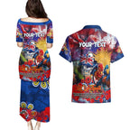Personalised Australia Rugby Roosters ANZAC Couples Matching Puletasi and Hawaiian Shirt Sydney Scratch Style