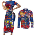 Personalised Australia Rugby Roosters ANZAC Couples Matching Short Sleeve Bodycon Dress and Long Sleeve Button Shirt Sydney Scratch Style