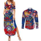 Personalised Australia Rugby Roosters ANZAC Couples Matching Summer Maxi Dress and Long Sleeve Button Shirt Sydney Scratch Style