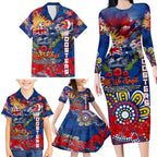 Personalised Australia Rugby Roosters ANZAC Family Matching Long Sleeve Bodycon Dress and Hawaiian Shirt Sydney Scratch Style