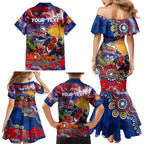 Personalised Australia Rugby Roosters ANZAC Family Matching Mermaid Dress and Hawaiian Shirt Sydney Scratch Style