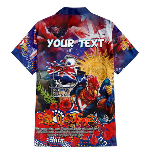 Personalised Australia Rugby Roosters ANZAC Family Matching Mermaid Dress and Hawaiian Shirt Sydney Scratch Style
