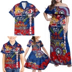 Personalised Australia Rugby Roosters ANZAC Family Matching Off Shoulder Maxi Dress and Hawaiian Shirt Sydney Scratch Style