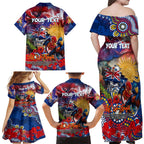 Personalised Australia Rugby Roosters ANZAC Family Matching Off Shoulder Maxi Dress and Hawaiian Shirt Sydney Scratch Style