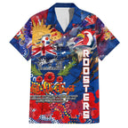 Personalised Australia Rugby Roosters ANZAC Family Matching Off Shoulder Maxi Dress and Hawaiian Shirt Sydney Scratch Style