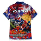 Personalised Australia Rugby Roosters ANZAC Family Matching Off Shoulder Maxi Dress and Hawaiian Shirt Sydney Scratch Style