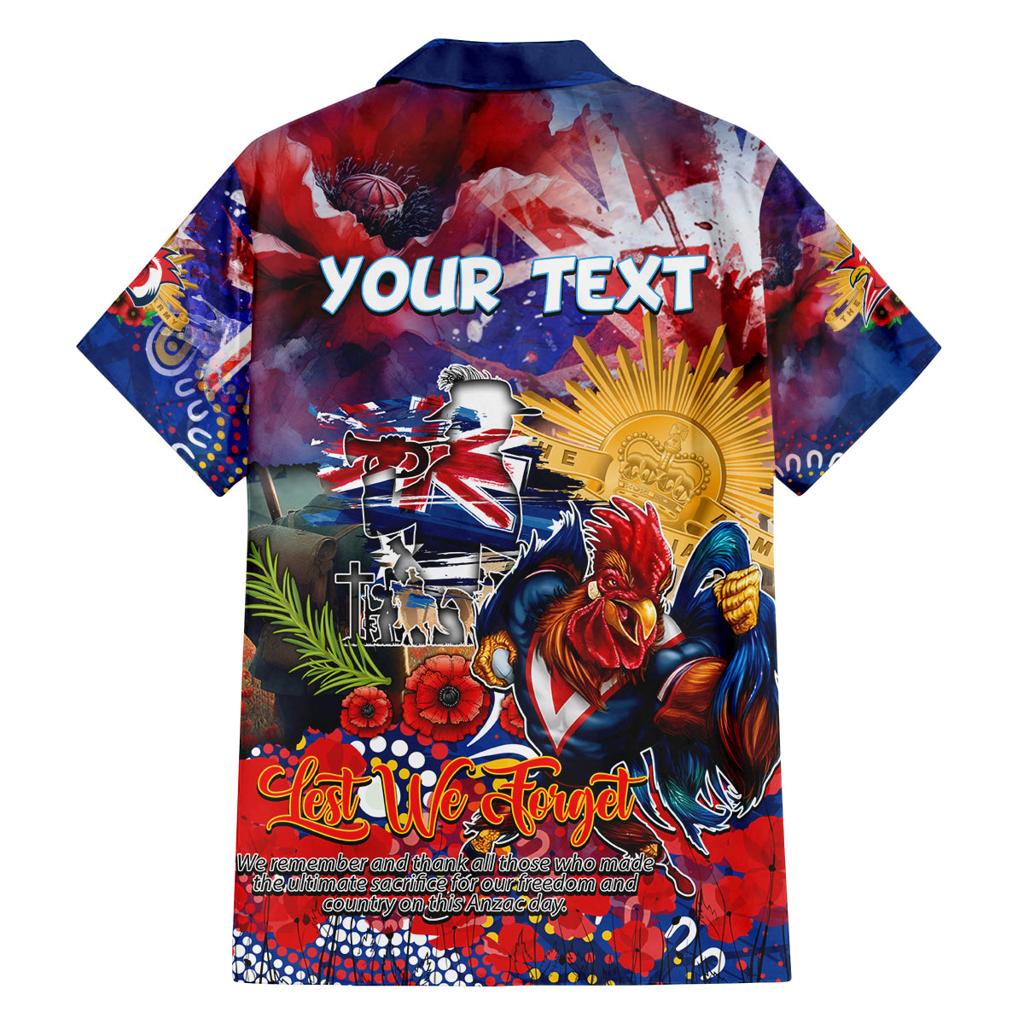 Personalised Australia Rugby Roosters ANZAC Family Matching Off Shoulder Maxi Dress and Hawaiian Shirt Sydney Scratch Style