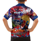Personalised Australia Rugby Roosters ANZAC Family Matching Off Shoulder Short Dress and Hawaiian Shirt Sydney Scratch Style