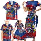 Personalised Australia Rugby Roosters ANZAC Family Matching Short Sleeve Bodycon Dress and Hawaiian Shirt Sydney Scratch Style