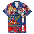 Personalised Australia Rugby Roosters ANZAC Family Matching Short Sleeve Bodycon Dress and Hawaiian Shirt Sydney Scratch Style