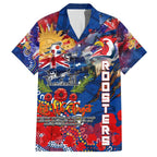 Personalised Australia Rugby Roosters ANZAC Family Matching Short Sleeve Bodycon Dress and Hawaiian Shirt Sydney Scratch Style