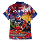 Personalised Australia Rugby Roosters ANZAC Family Matching Short Sleeve Bodycon Dress and Hawaiian Shirt Sydney Scratch Style