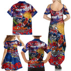 Personalised Australia Rugby Roosters ANZAC Family Matching Summer Maxi Dress and Hawaiian Shirt Sydney Scratch Style