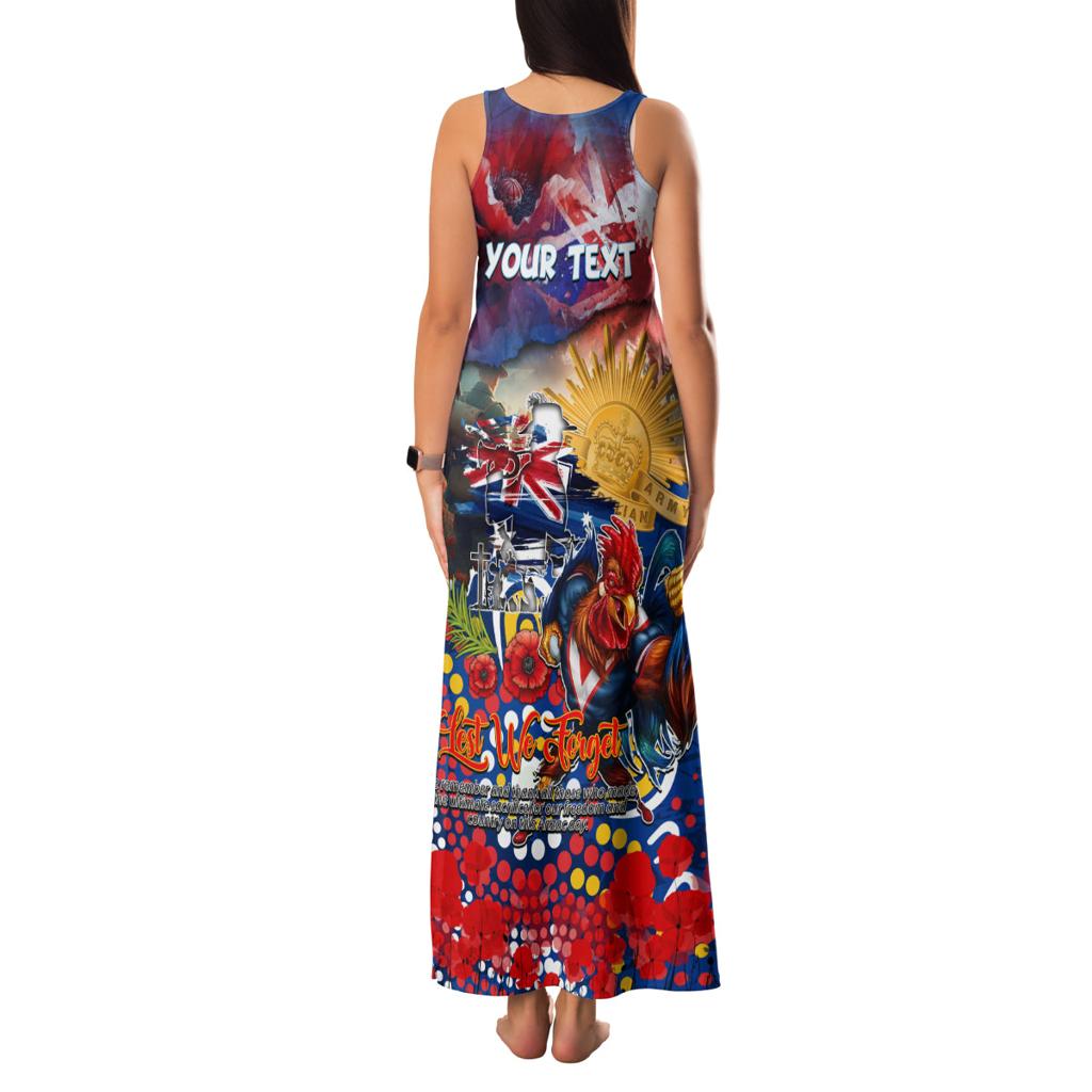 Personalised Australia Rugby Roosters ANZAC Family Matching Tank Maxi Dress and Hawaiian Shirt Sydney Scratch Style