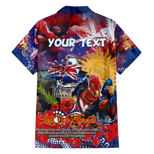 Personalised Australia Rugby Roosters ANZAC Hawaiian Shirt Sydney Scratch Style
