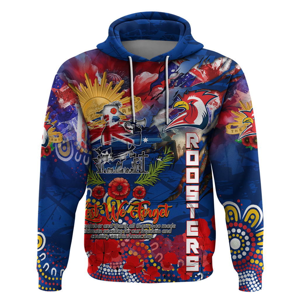 Personalised Australia Rugby Roosters ANZAC Hoodie Sydney Scratch Style