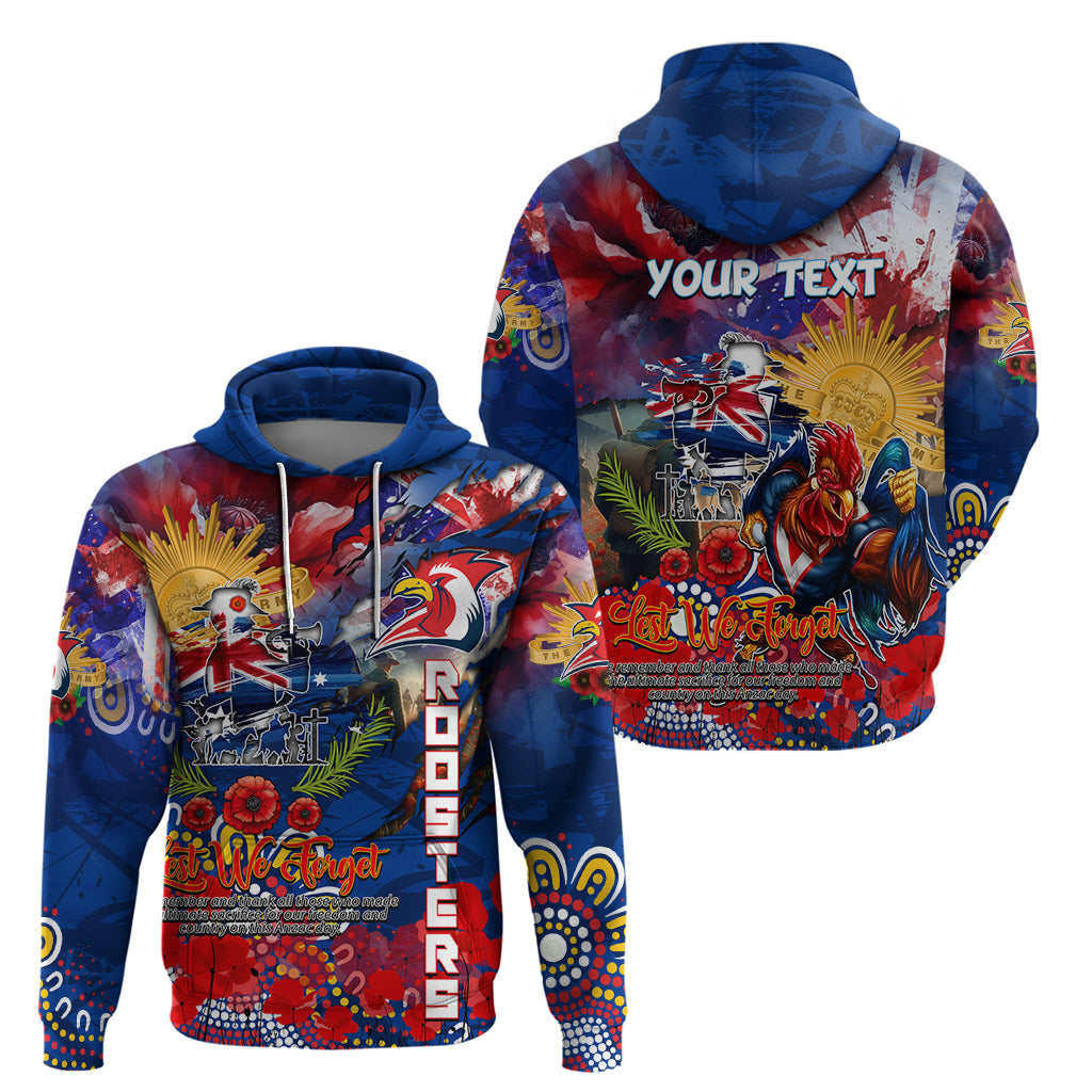 Personalised Australia Rugby Roosters ANZAC Hoodie Sydney Scratch Style