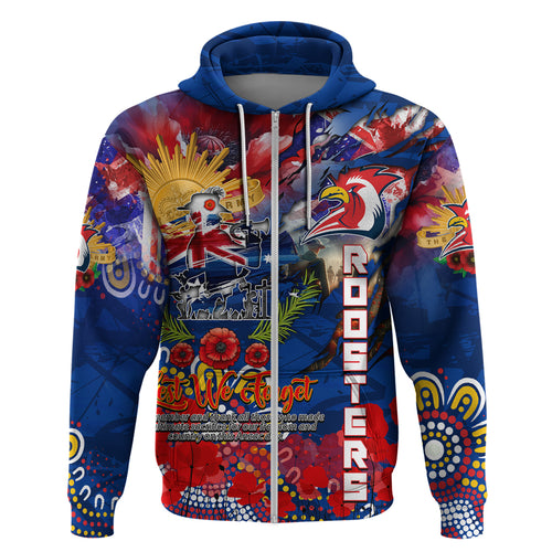 Personalised Australia Rugby Roosters ANZAC Hoodie Sydney Scratch Style