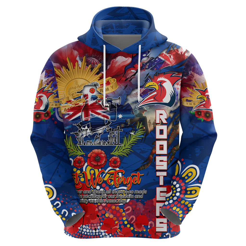 Personalised Australia Rugby Roosters ANZAC Hoodie Sydney Scratch Style