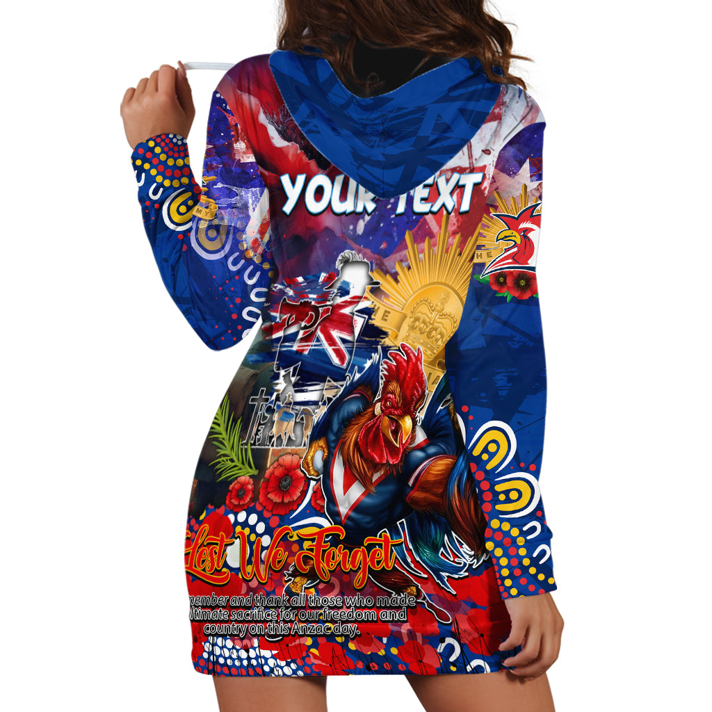 Personalised Australia Rugby Roosters ANZAC Hoodie Dress Sydney Scratch Style