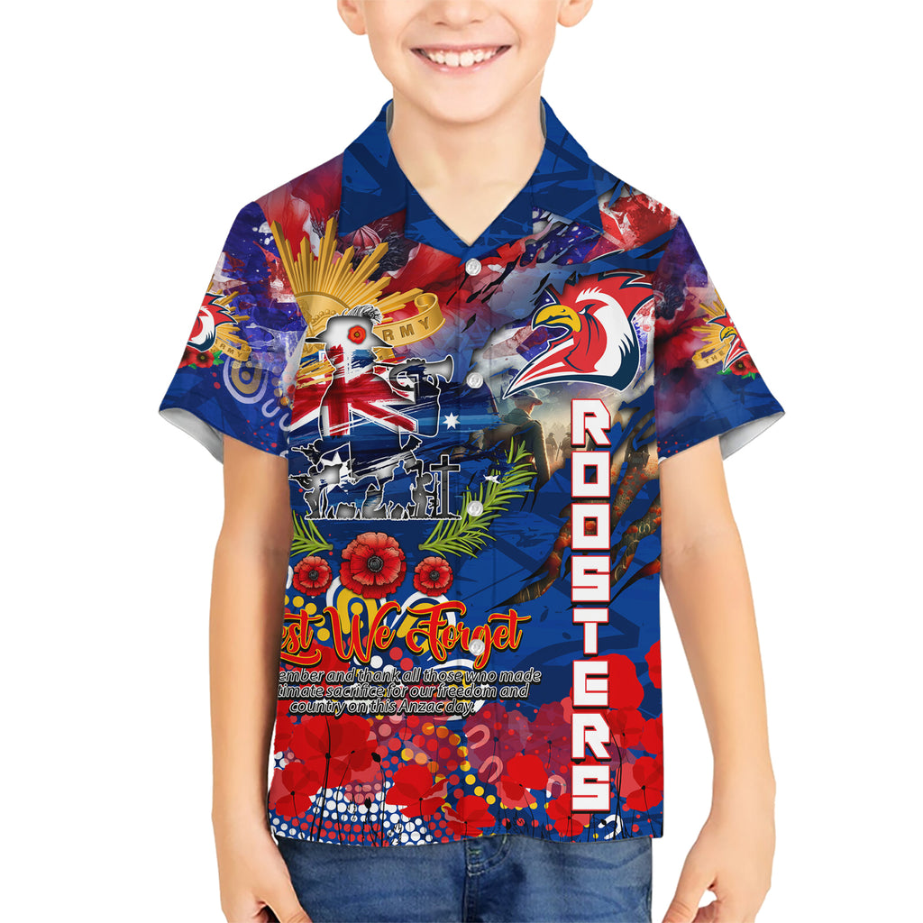 Personalised Australia Rugby Roosters ANZAC Kid Hawaiian Shirt Sydney Scratch Style