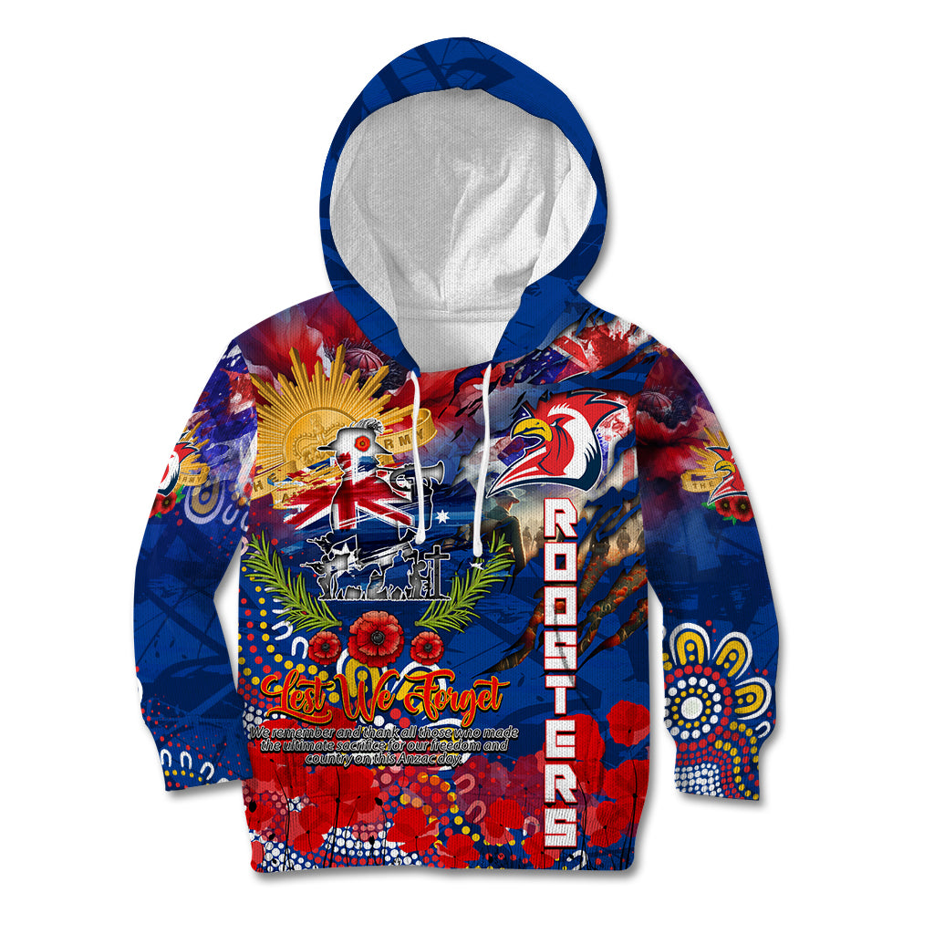 Personalised Australia Rugby Roosters ANZAC Kid Hoodie Sydney Scratch Style
