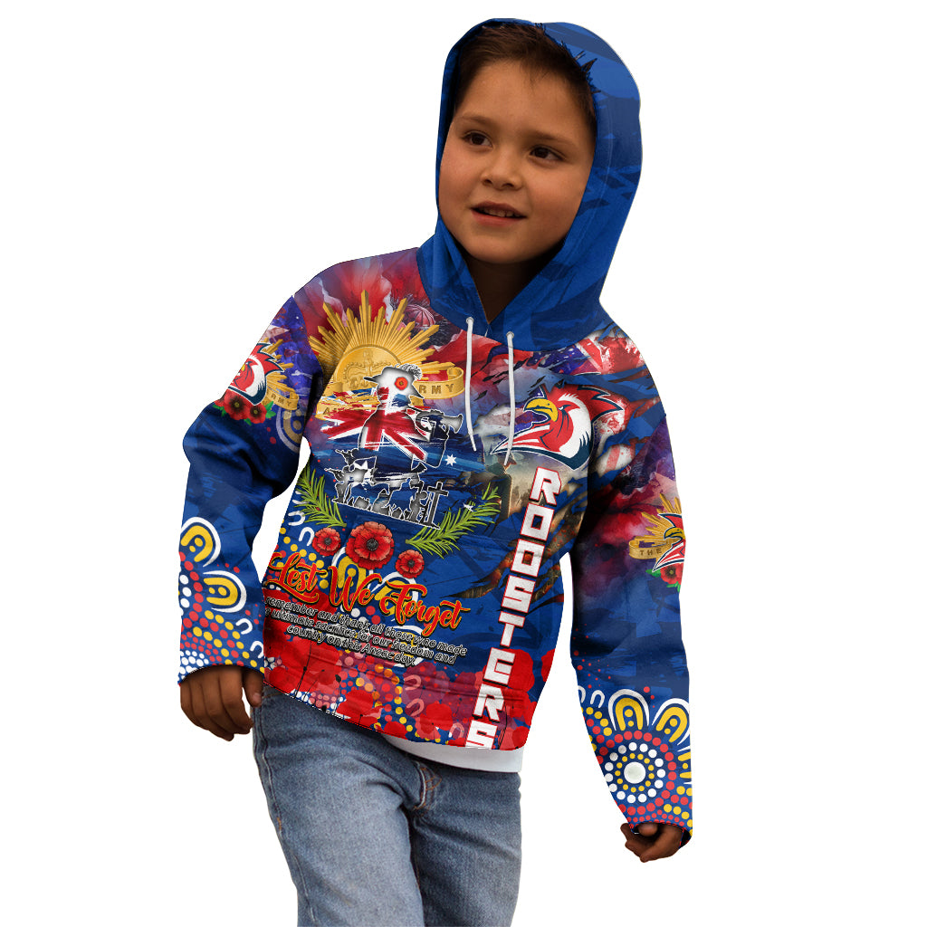 Personalised Australia Rugby Roosters ANZAC Kid Hoodie Sydney Scratch Style