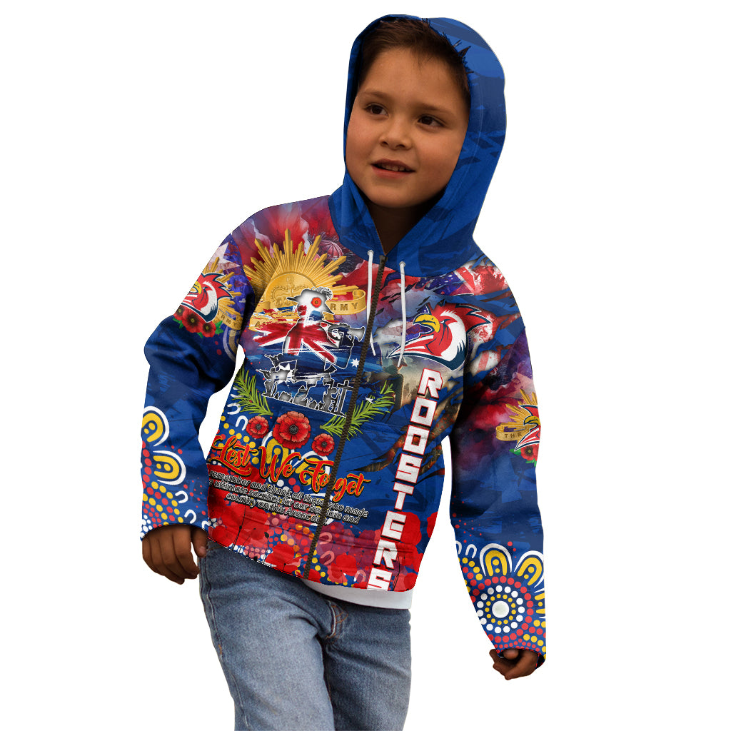 Personalised Australia Rugby Roosters ANZAC Kid Hoodie Sydney Scratch Style