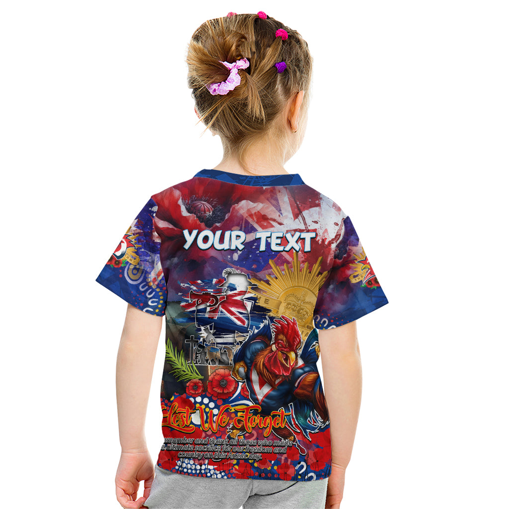Personalised Australia Rugby Roosters ANZAC Kid T Shirt Sydney Scratch Style
