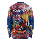 Personalised Australia Rugby Roosters ANZAC Long Sleeve Shirt Sydney Scratch Style