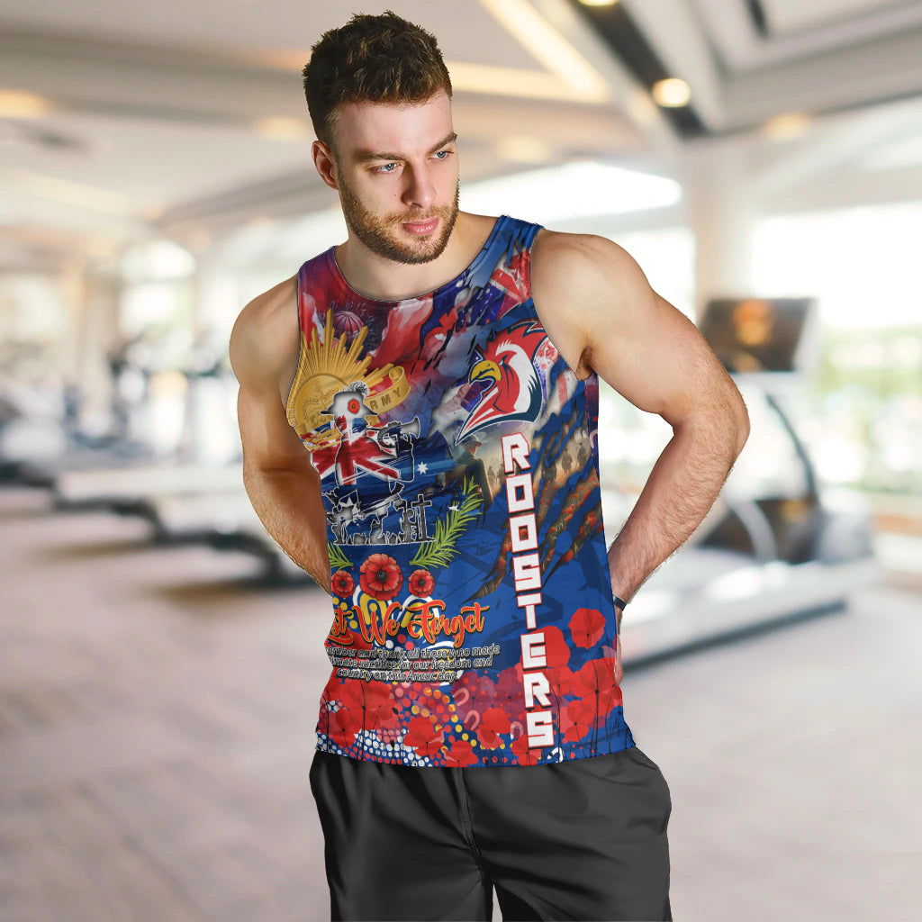Personalised Australia Rugby Roosters ANZAC Men Tank Top Sydney Scratch Style