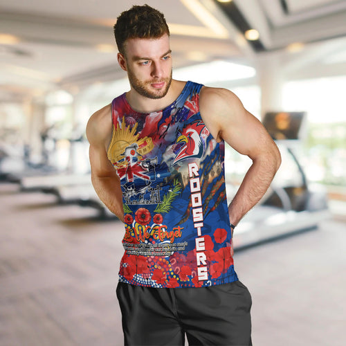 Personalised Australia Rugby Roosters ANZAC Men Tank Top Sydney Scratch Style